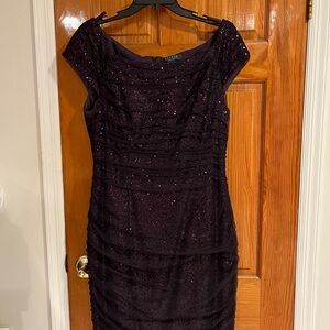 Ralph Lauren Dark Purple Sequin Midi Dress. Size 14. Excellent condition.